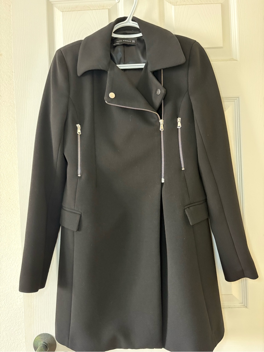 Zara Woman Black Moto Coat EUC Small